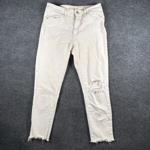 Levi's 721 Skinny Ankle Jeans Womens 32x24 White Denim Cotton Distressed Raw Hem